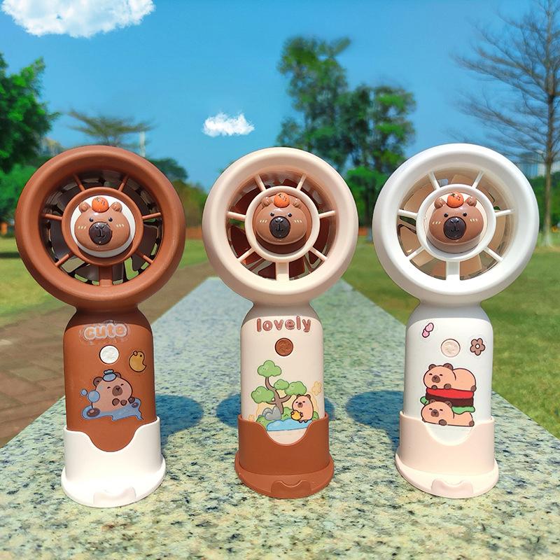 Portable Mini Pocket Cooling Fan  Handheld Fan Cartoon Cute Capybara Small Fan Outdoor Usb Charging Small Fan Gifts