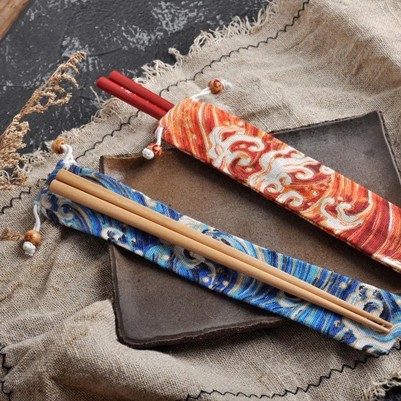 1ks opakovaně použitelný slaměný sáček sáček na kovové slámové příbory Barevné cestovní kempingové hůlky Lžíce Vidlička Nůž Úložný sáček Zásobník