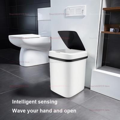 Smart Touchless Trash Can 13L Automatic Sensor Garbage Bin Waterproof Kitchen Bathroom Toilet Waste Bin for Living Room Bedroom