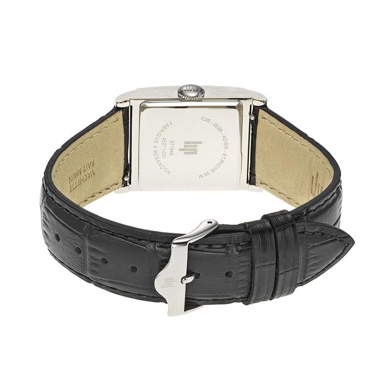 LIP Churchill C26 Silver Embossed Black CHURCHILL Authentic [LIP] Men's Watch, Sunburst, Leather, 26mm, 671948,