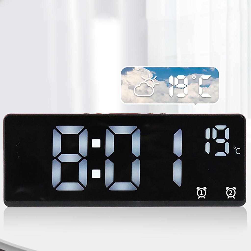 Digital Clock Tabletop Clock with Alarm Clocks USB Powered Large Temperature Display Screen for Home and Office Use
