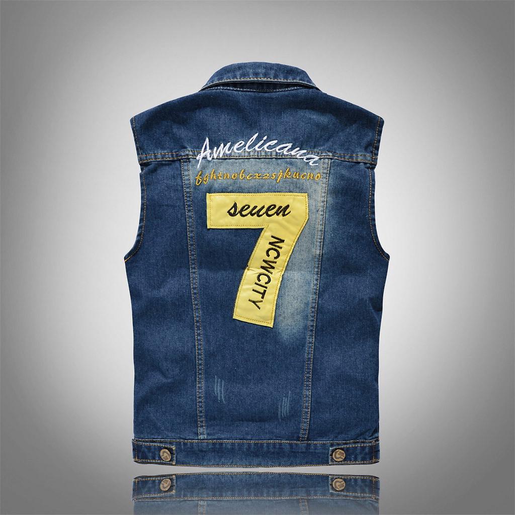 Men's New Fashion Denim Vest Casual Cowboy Jacket In Shoulder Blouse