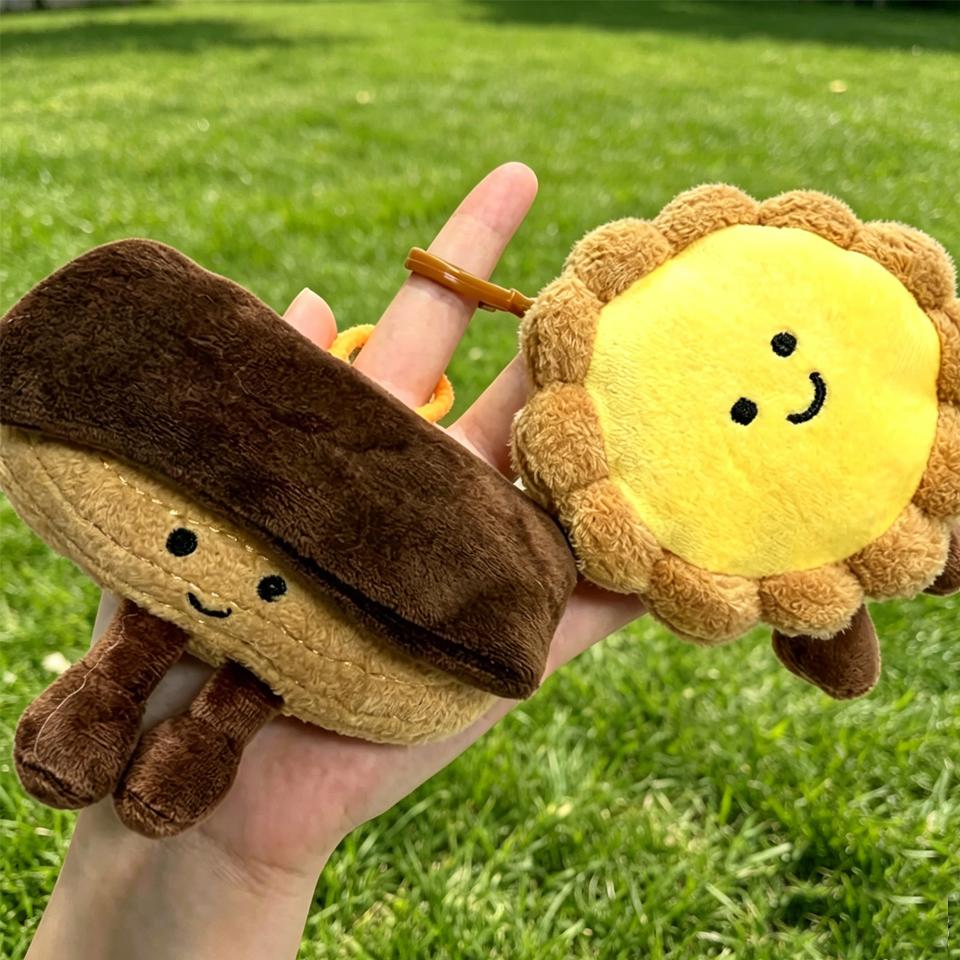 ZAKOL Cute Afternoon Tea Gourmet Series Plush Keychain Simulated Egg Tart Bread Stuffed Doll Backpack Decorative Pendant Gifts