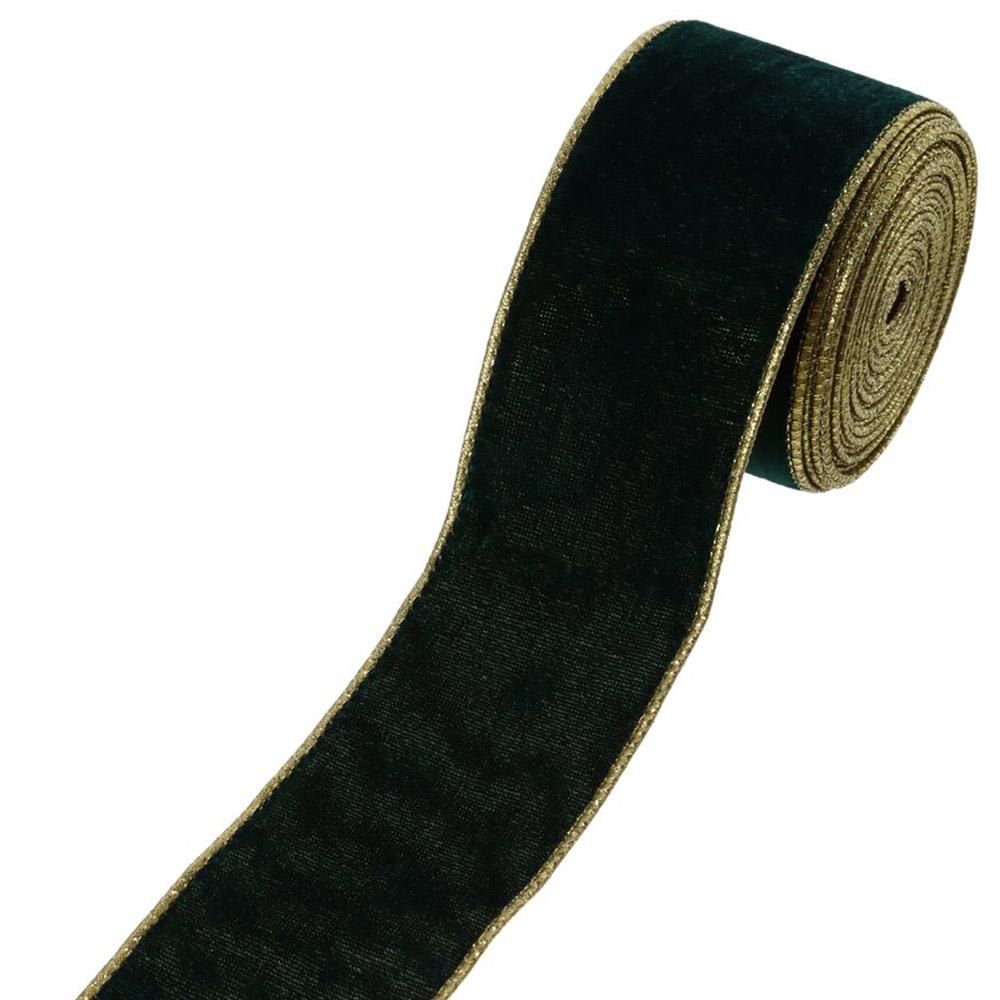 10 yardů Sametová sametová stuha Zlatý okraj Stuha se zlatým okrajem Drátovaná stuha pro domácí párty dekorace