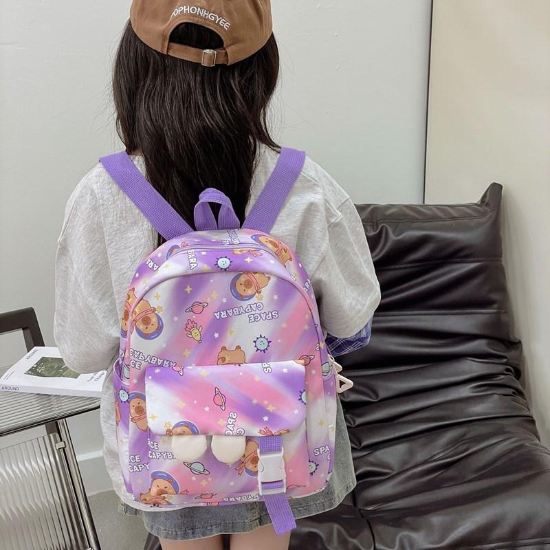 Kindergarten Primary School Students Schoolbag Cute Fun Kapibara Printed Boys And Girls Backpack Children'S Backpack