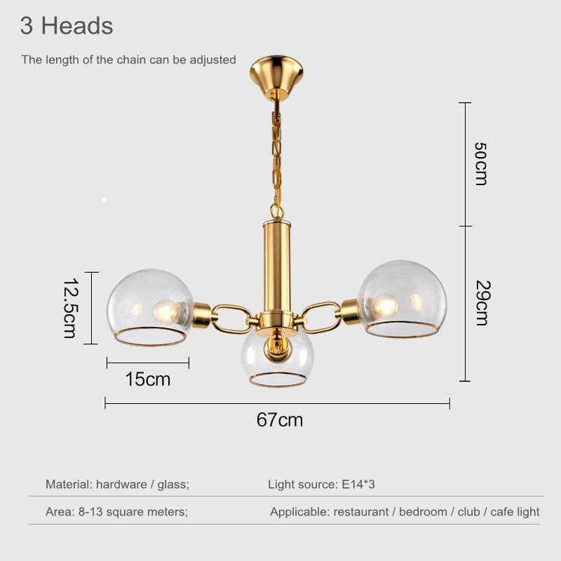 Modern Scandinavian Chandelier for Kitchen Glass Ball Pendant Light Minimalist Creative Gold Ceiling Lamp Dining Chandeliers