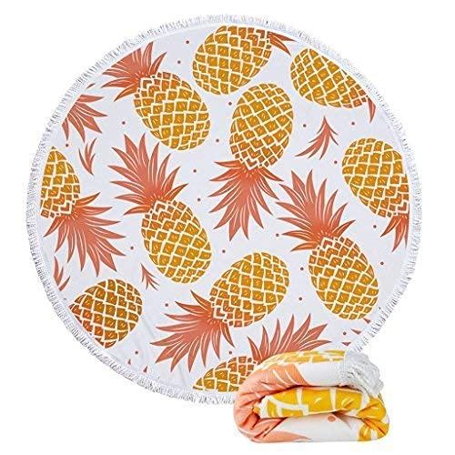 Round Gold Yellow Mandala Beach Towel Blanket,Microfiber Soft Sand Free Large Water Absorbent Beach Blanket Swim Pool Towel
