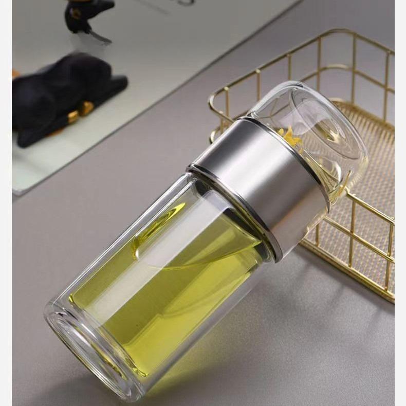 420ML Tea Water Bottle High Borosilicate Glass Double Layer Tea Water Cup Infuser Tumbler Drinkware Water Bottle with Tea Filter
