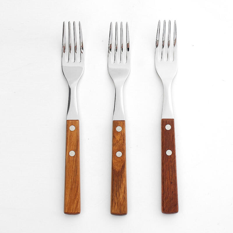 Luxury Wood Handle Dinner Fork 3-piece Set (Walnut)