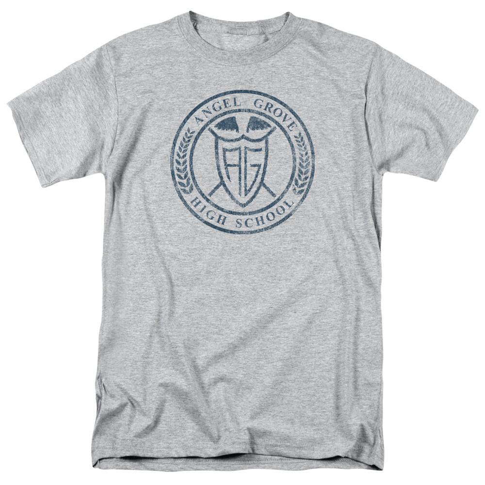 

Mighty Morphin Power Rangers Angel Grove HS T Shirt Mens Licensed Tee Sport Grey XL