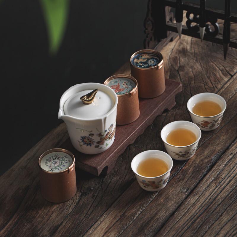 Dunhuang Phoenix Feather Ceramic Tea Set