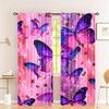 Pinkish Purple Butterfly Print Curtains Suitable Bedroom Living Room Kitchen Decoration Home Window Decor Set Of 2 Made Polyester Great