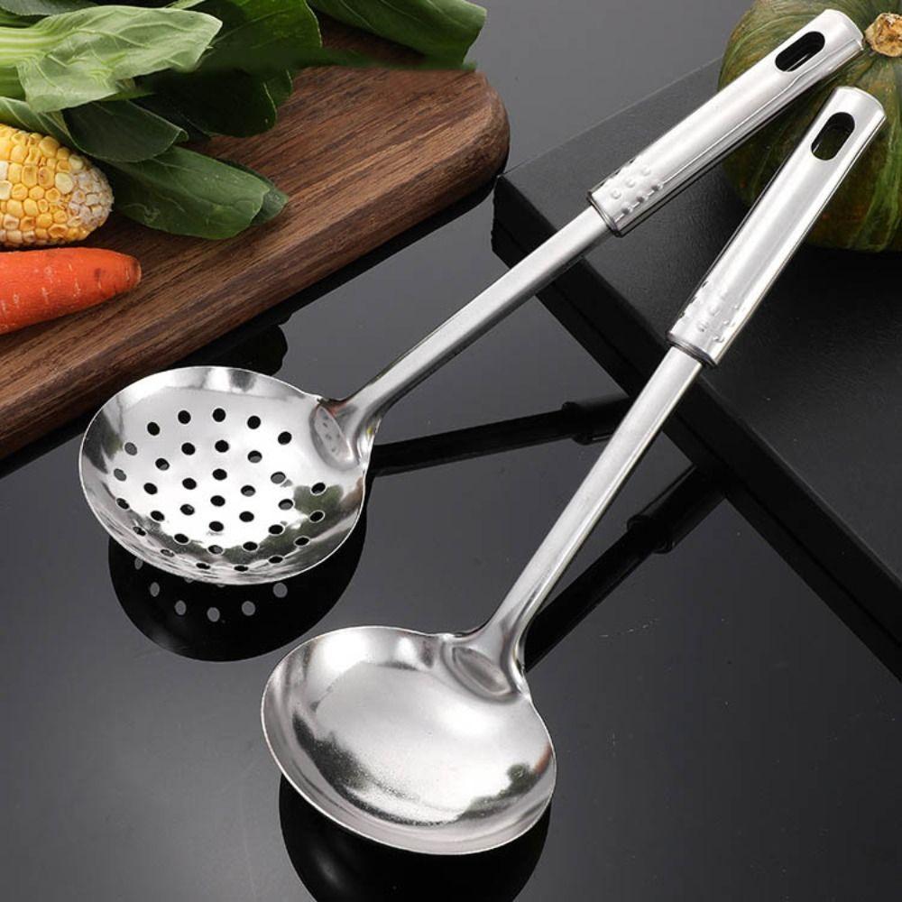 Silver Kitchenware Set Stainless Steel Pancake Shovel Durable Soup Ladle  Restaurant