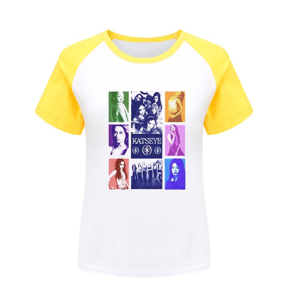 5321 Girls Fashion KATSEYE Print Raglan Short Sleeve T-Shirt