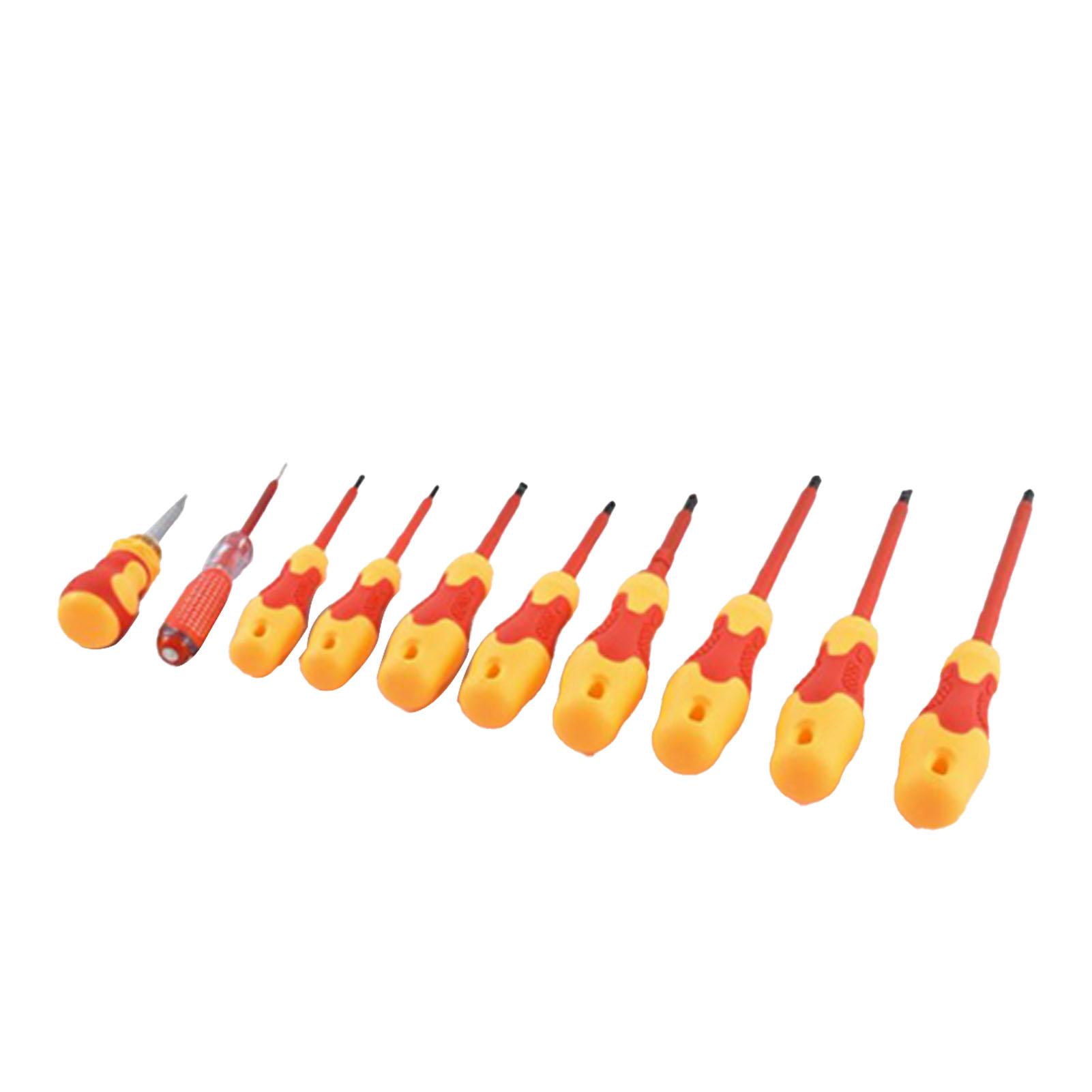 

10 Pcs Screwdriver Set Cross Slot Point Electrician Insulated Screwdrivers for Home Repair Maintenance