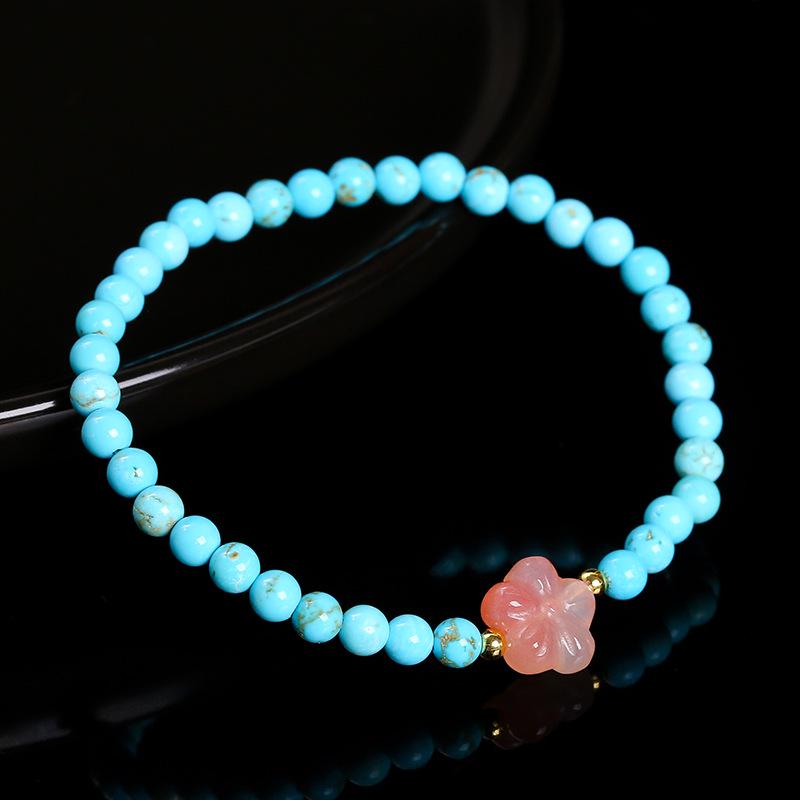 Bransoletka z koralików z jadeitu w kolorze Jingde Blue Turquoise i agatu w kolorze kwiatu brzoskwini dla kobiet