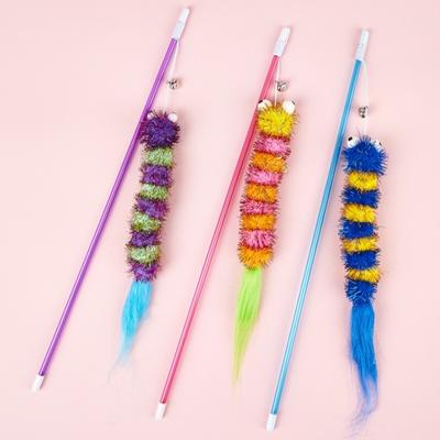 Giocattolo per Gatti a Forma di Bruco Peluche Simulato, Auto-intrattenimento Interattivo, Divertente, Strumento per Stuzzicare i Gatti, Articoli per Animali Domestici, Bastoncino per Stuzzicare i Gatti con Corda Elastica