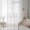 1PC European Style French Luxury Embroidered Sheer Curtain Princess Style White Tulle for Living Room Bedroom and Balcony Window Home Decor