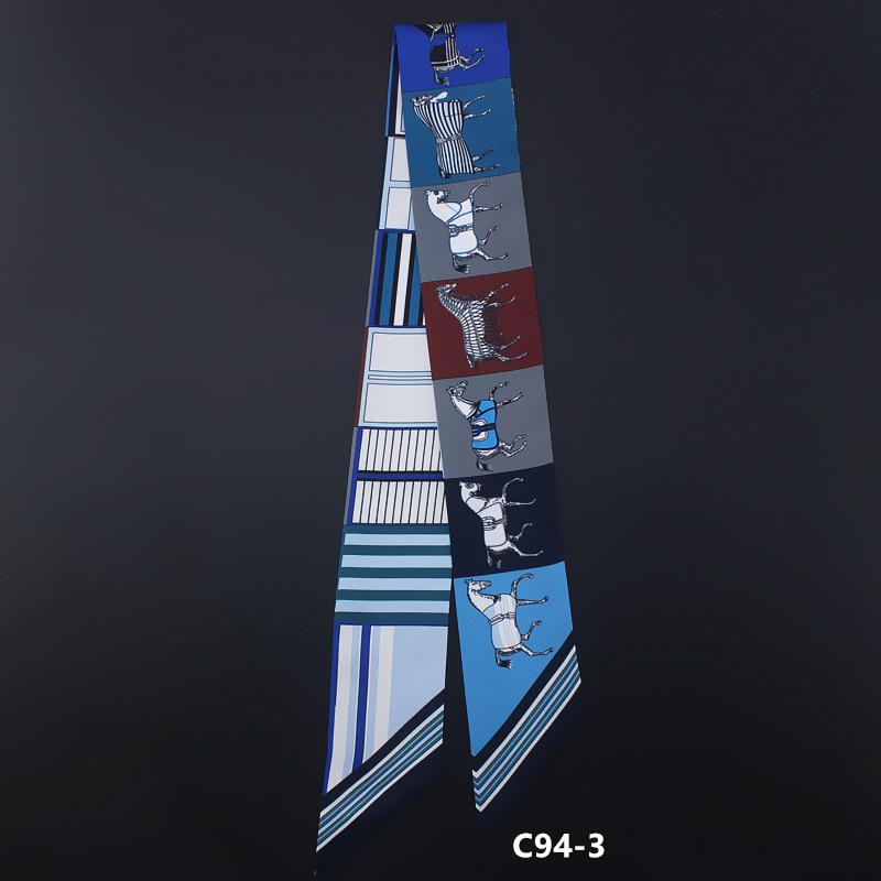 Korean Version Of The New Carriage Diagonal Scarf Women'S Twill Small Scarf Headscarf Versatile Bag Wrist Ribbon