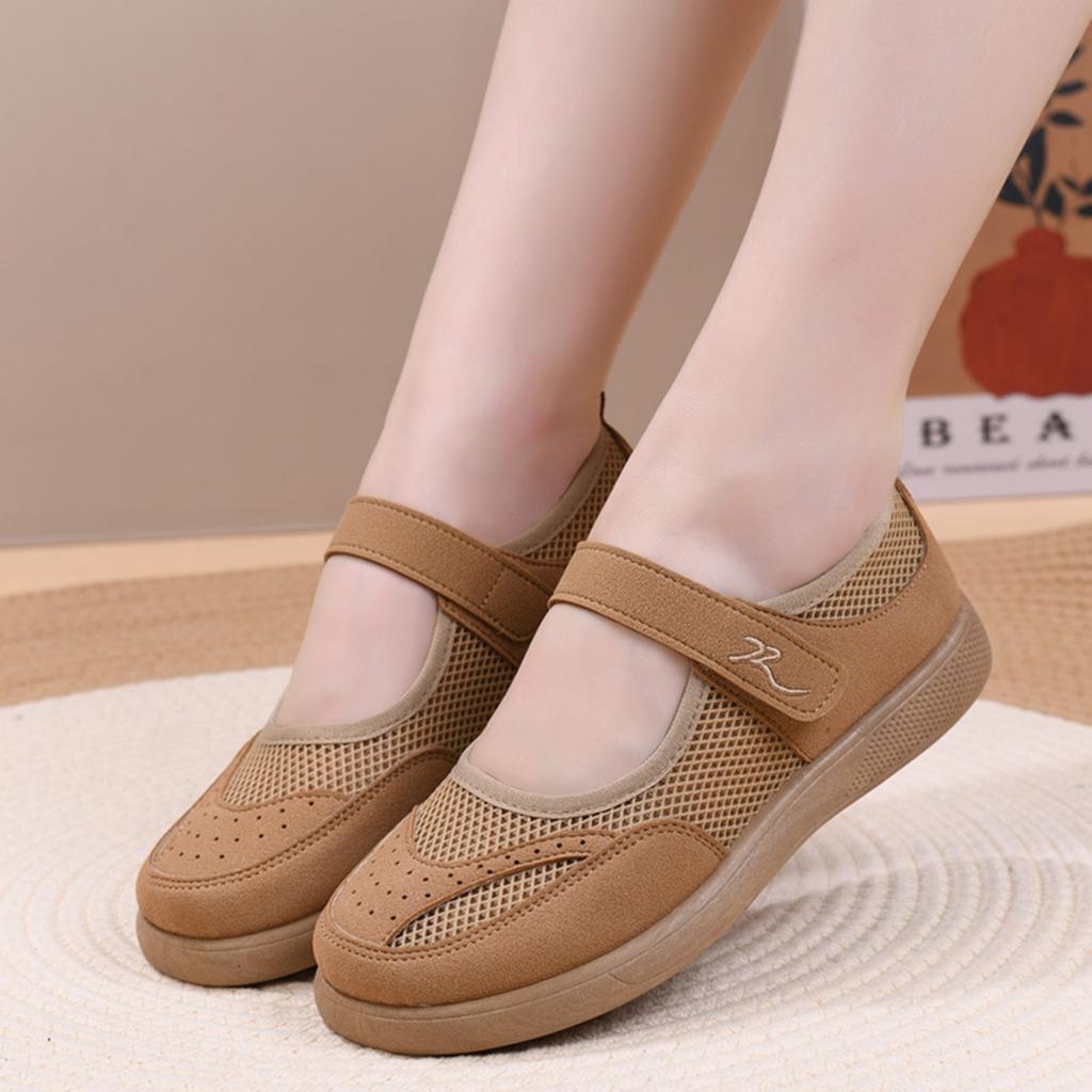 Casual Flat Shoes with Hook and Loop Closure