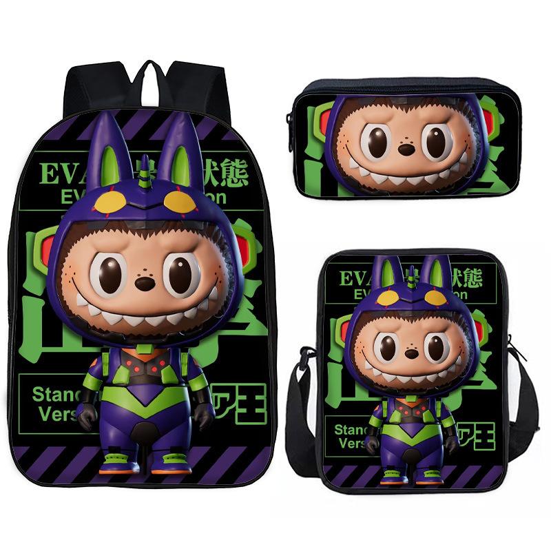 School Bag Pin Pattern Primary and Secondary School Students Meal Bag Pencil Bag Three-piece Set