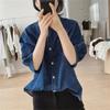 Women's Blouse Spring Summer Simplicity Design Sense Ladies Shirt lantern Sleeve Versatile Fashion Lady Cowboy Shirt