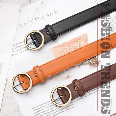 Women'S Jeans Belt Women'S Leather Casual Cowhide Belt Thin And Simple