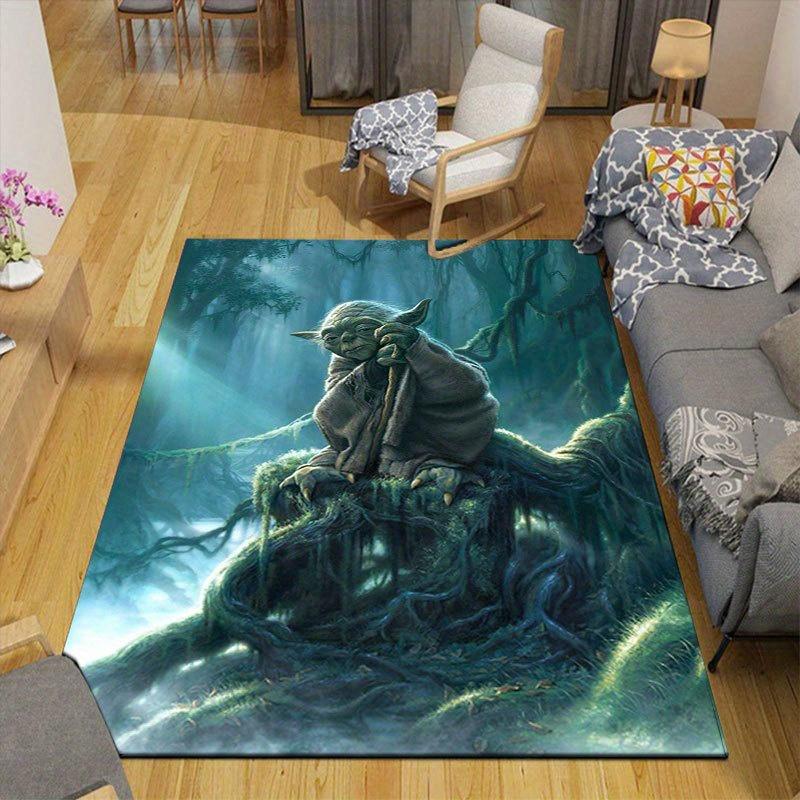 1pc Star wars Yoda Pattern Carpet Area Rug Non-slip Carpet Hand Washable Floor Mat Suitable For Living Room Bedroom Home Decor Room Decor Ch