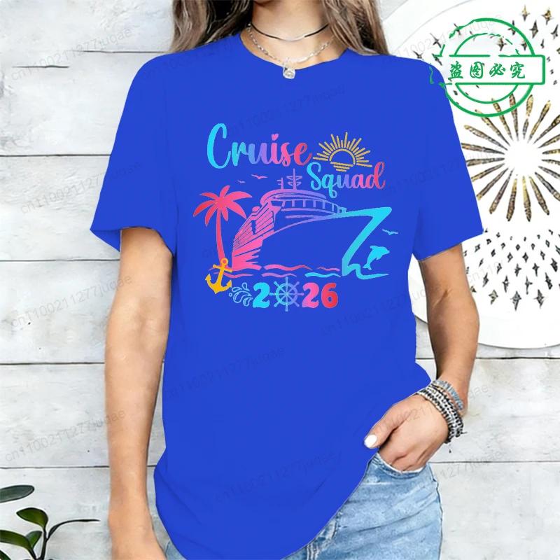 T-shirt Stampate Squadra Crociera 2026 Crociera di Compleanno in Famiglia T-shirt Harajuku da Donna Manica Corta Abbigliamento Femminile Top Tee Street