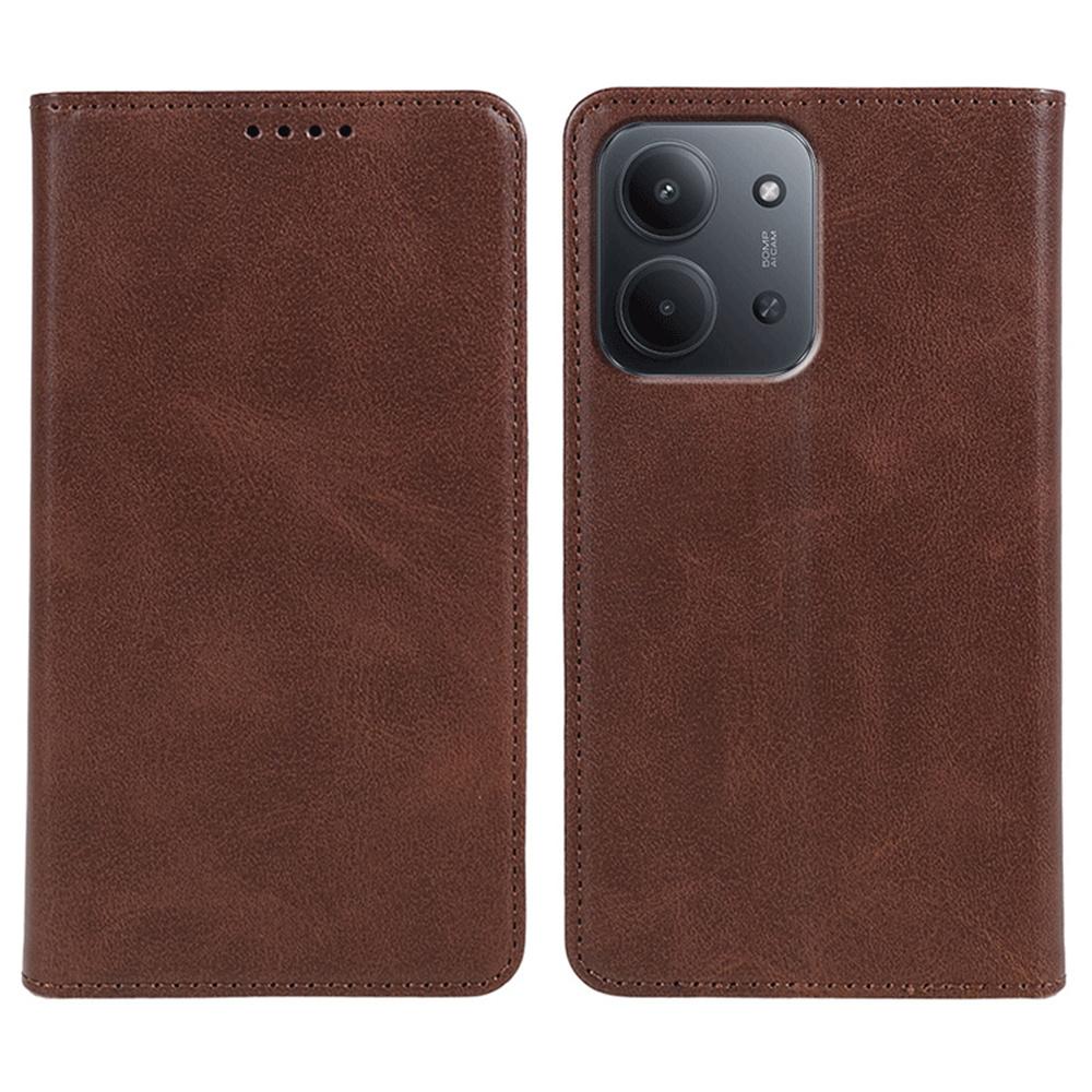 

For Xiaomi Redmi 15C 4G (Global) (171mm)/Poco C85 4G Case Strong Magnetic PU Leather Phone Cover Calf Texture Brown