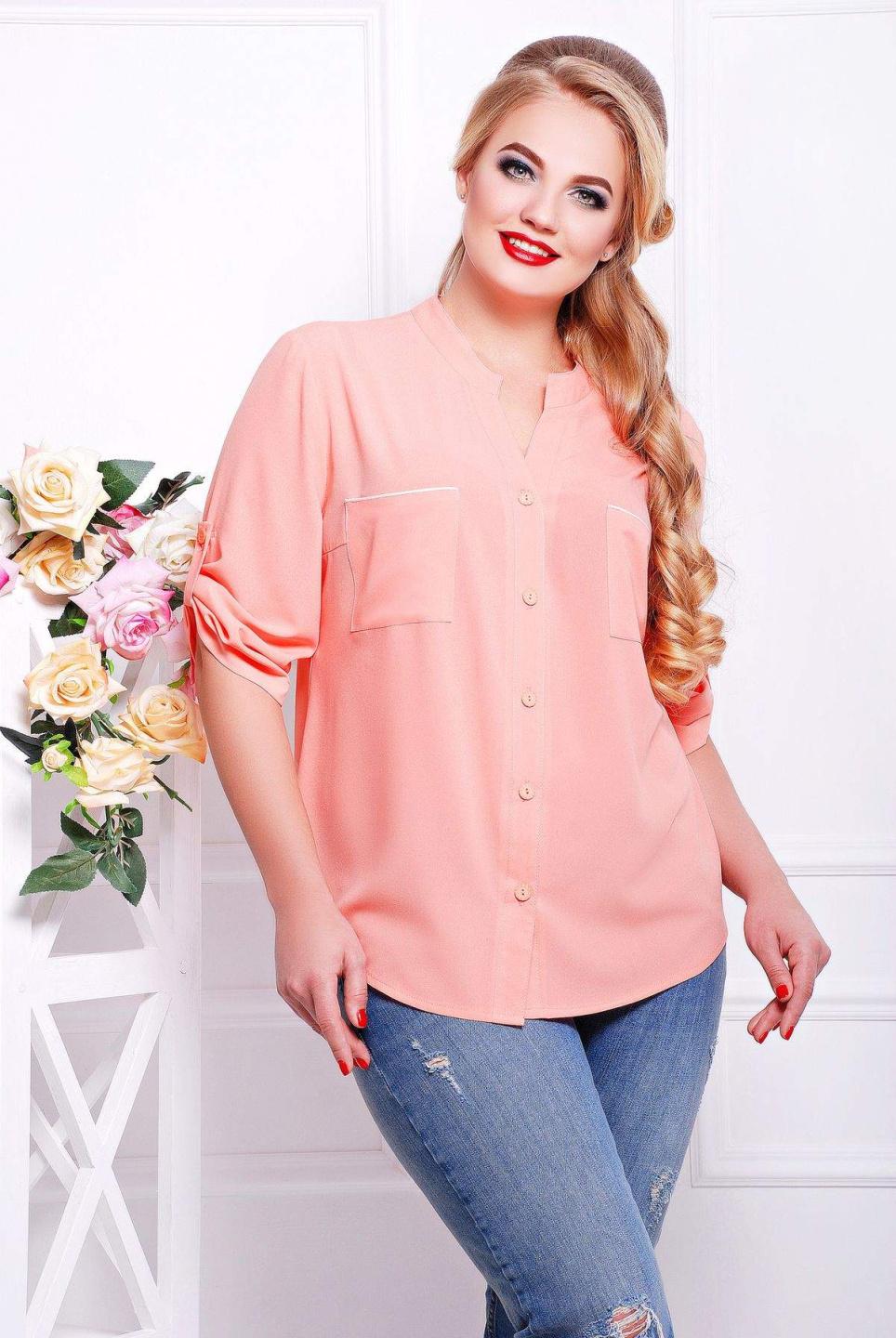 

Сорочка з мереживом Tatiana МИЛА 4XL рожевий