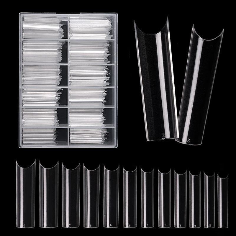 240pcs Natural Clear French False Acrylic Nail Tips Full/Half Cover Tips Coffin Fake Nails UV Gel Manicure Fake Nail