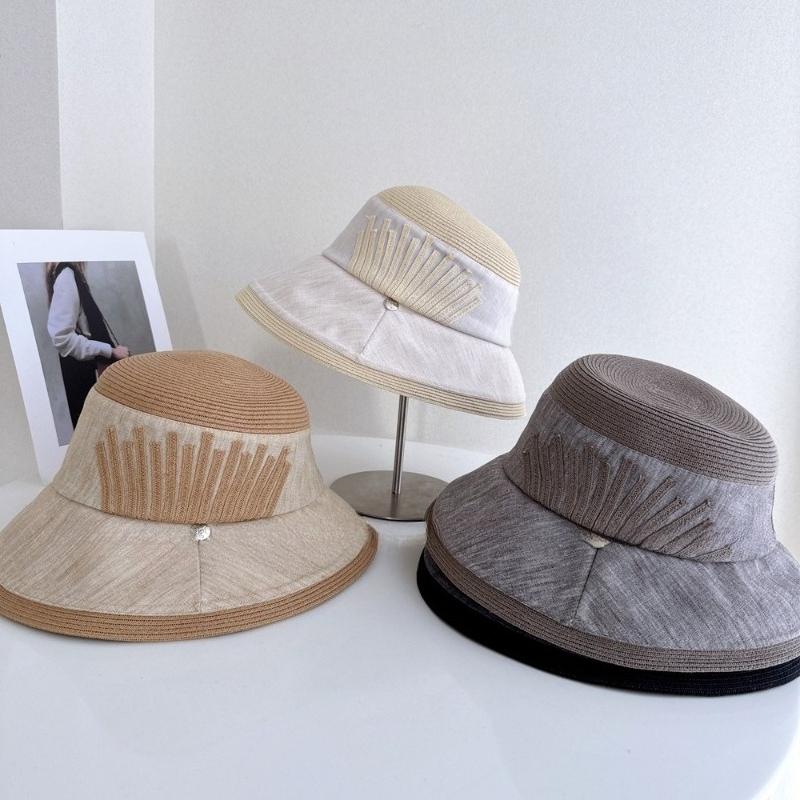 Elegant Wide Brim Cotton Linen Bucket Hat for Women Summer Sun Hat Foldable UV Protection Beach Hat