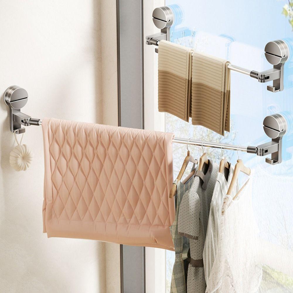 Punching-Free Suction Cup Towel Bar Retractable Paper Towel Holder  Storage Supplies