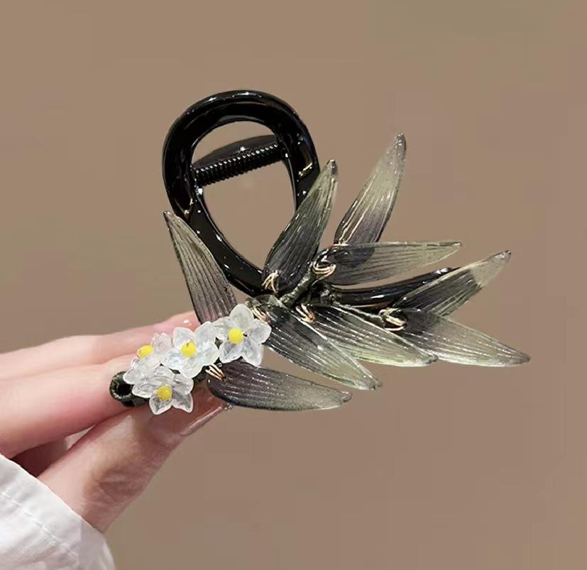 

Новый Зажим для волос в виде цветка для женщин Элегантный китайский стиль Магнолия Лист бамбука Цветок персика Заколки для волос Летний пляж Акулы