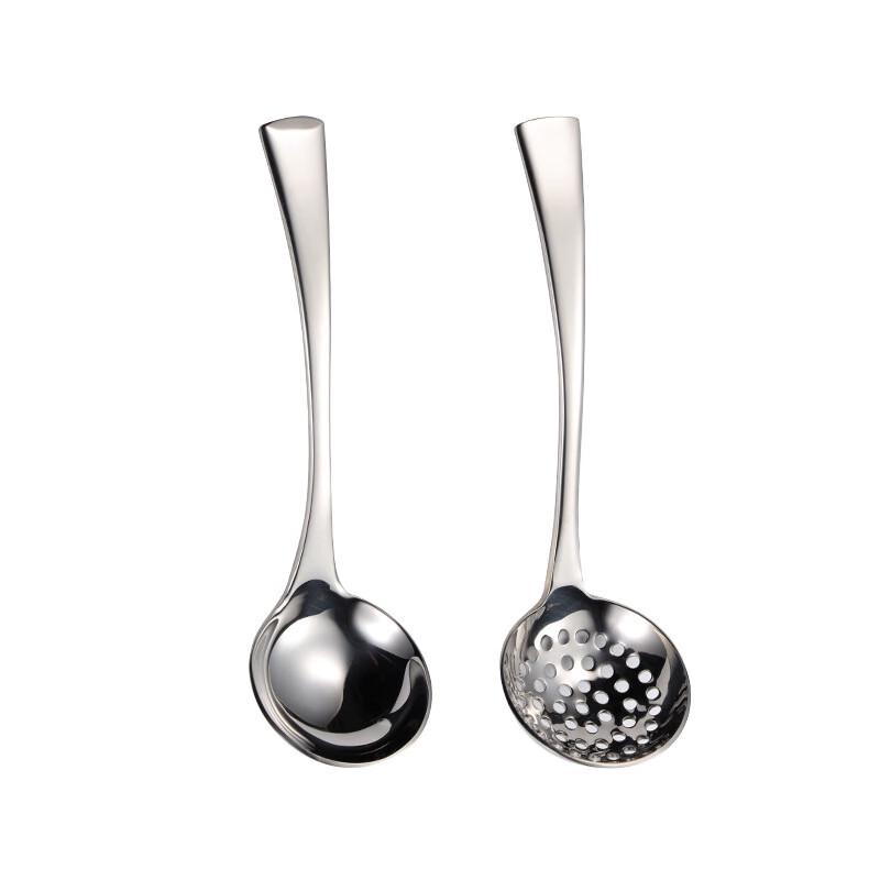 ZISIZ Stainless Steel Soup Ladle & Slotted Spoon Set