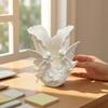 3D Printed Pen Holder 2 Angels Wings Decorative Pencil Cup Multi-functional Desk Organizer for Office Home Workspace