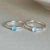 925 Silver Rings for Women Couple Minimalist Handmade Simple BLue Stone Ring Fine Jewelry Gift Prevent Allergy
