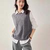 Damen 100% Wolle Grobstrick Rundhals Schlitz Weste Pullover Cardigan Top