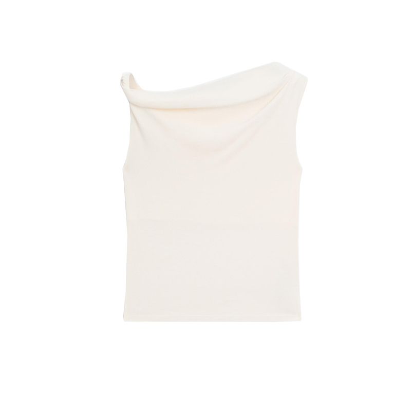 Summer New Arrival Women's Clothing Stylish Normcore Cotton Silm Ruched One-Shoulder Cold-Shoulder T-shirt Tops 6891109