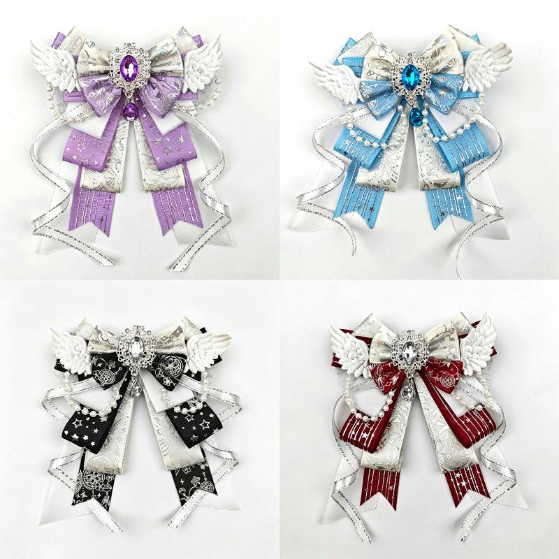 3D Rhinestone Wing Bow Ornament Sparkly Handmade Ribbon Decor for DIY Gift Wrapping Clothing Hair Accessories