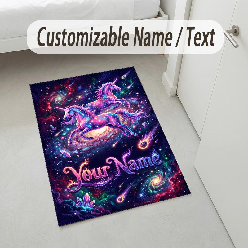 Underwater Sea Theme Soft Crystal Velvet Rug Custom Name & Text Print Non Slip Floor Rug for Bedroom Living Room