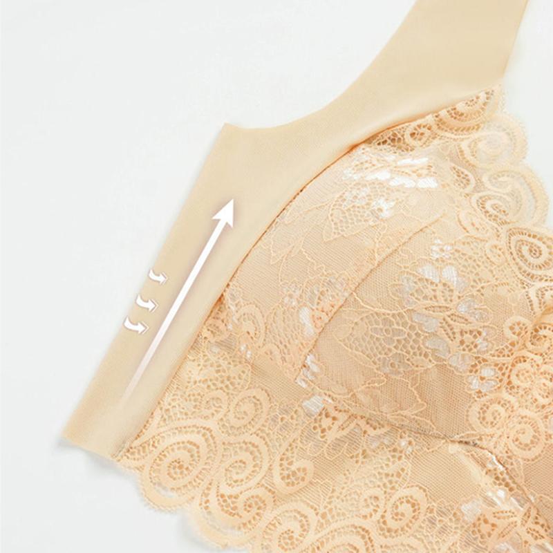 Large Size Lace Beautiful Back Without Steel Ring Women's Underwear High-elastic Light-weight Sleep Vest-style Plus Size Bra