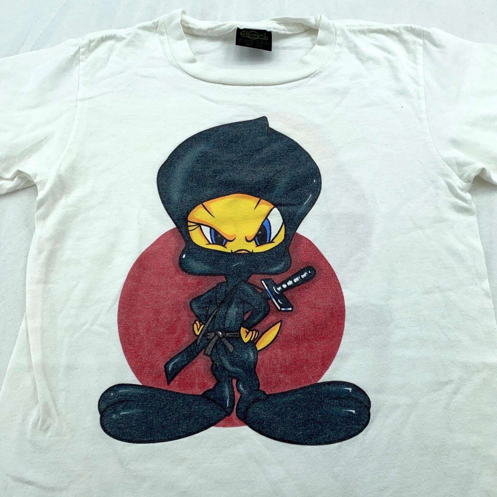 vintage 90s TWEETY NINJA LOONEY TUNES T-Shirt XS cartoon S