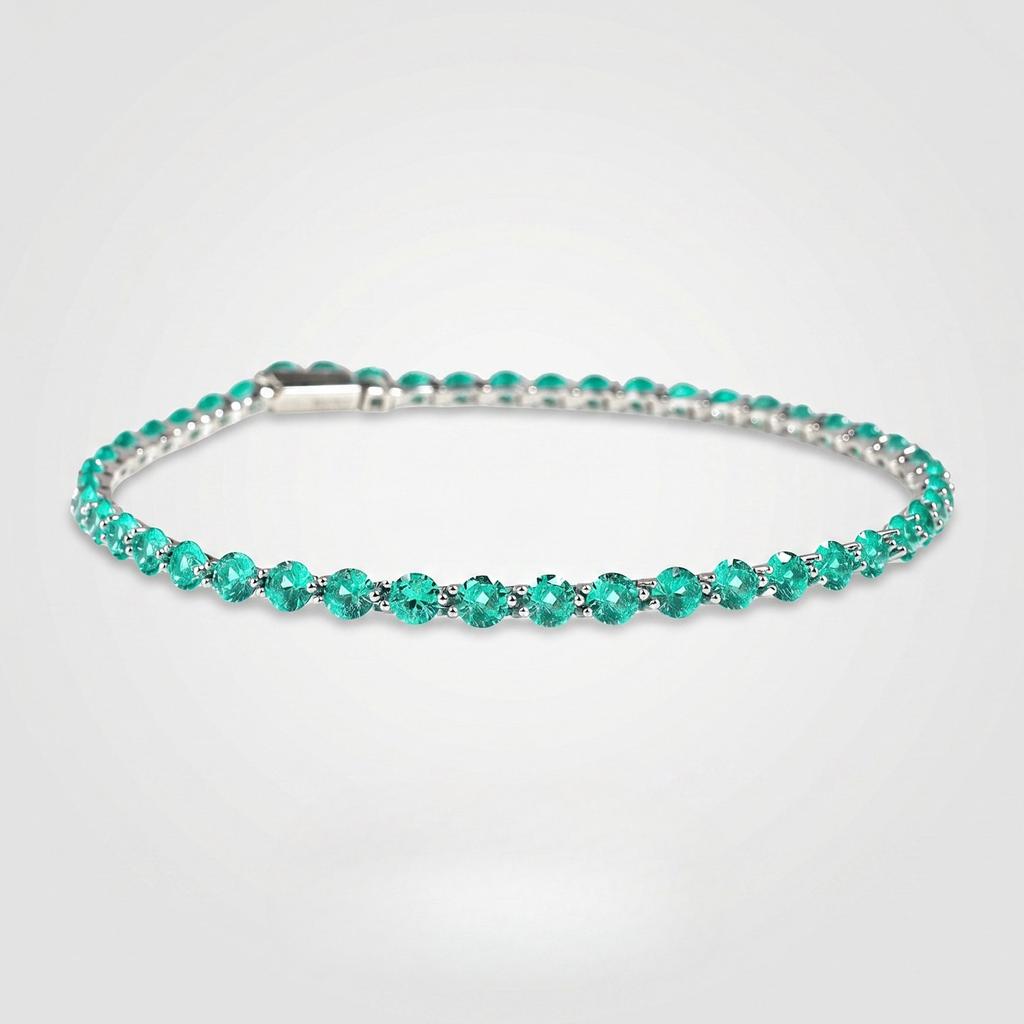 Heißer Verkauf 925 Silber Armband, Damen Paraiba Farbe Tennisarmband, Damen Frisch Hochwertiger Ewiger Schmuck