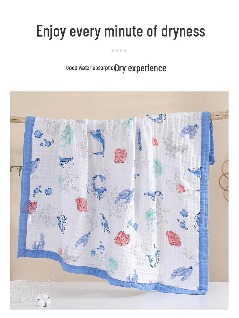 Pătură personalizabilă cu șase straturi din bumbac seersucker pentru copii și prosop pentru bebeluș - Moale, absorbant și pătură cu margine lată