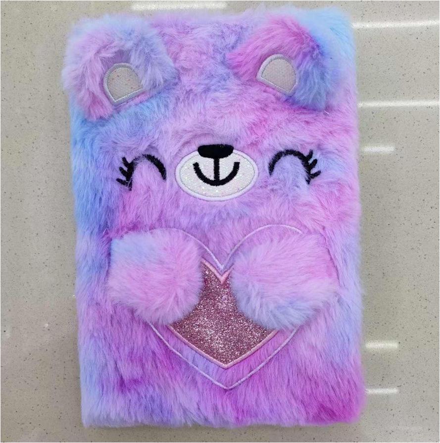 Embroidered Cute Cartoon A5 Plush Notebook - Great Gift for Students and Planners