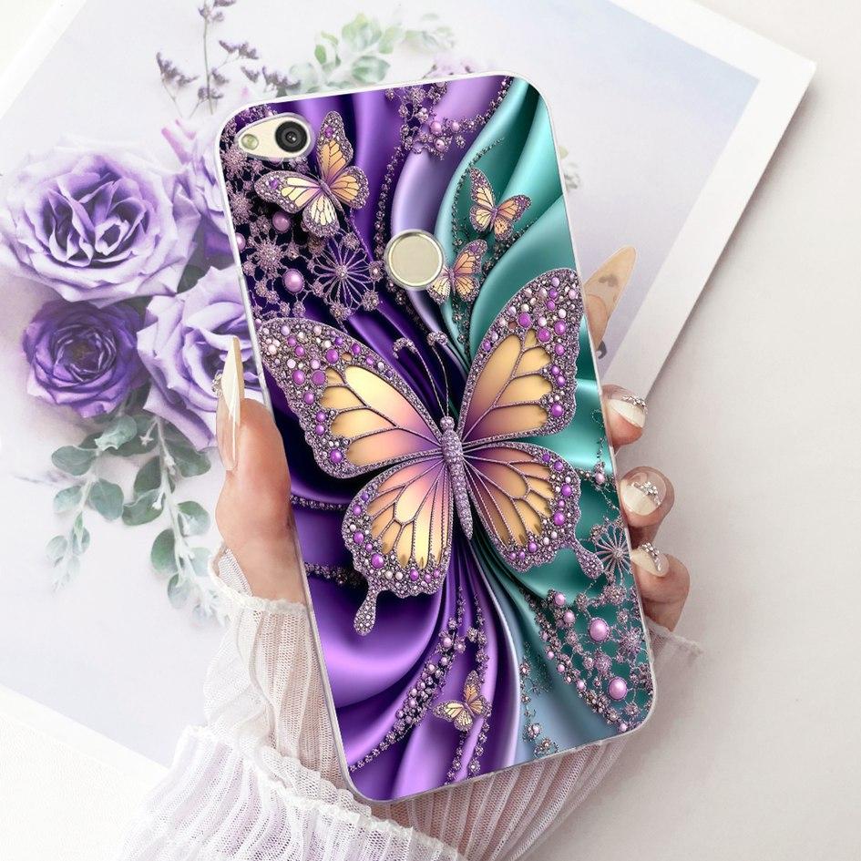 For Huawei P8 P9 Lite 2017 Case PRA-TL10 Cover Fashion Butterfly Soft Clear TPU Phone Case For Honor 8 Lite Nova Lite 2017 Funda