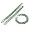 Genuine Natural A-grade Jadeite Blue Water Long Rhombic Cuban Chain Bracelet Necklace Titanium Steel Hip-hop Style Fine Jewelry