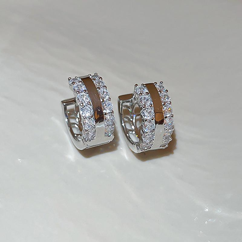 Temperament Celebrity Circle Ear Buckle Women'S C-Shaped Shiny Earrings, Korean Fashion Trend Earrings